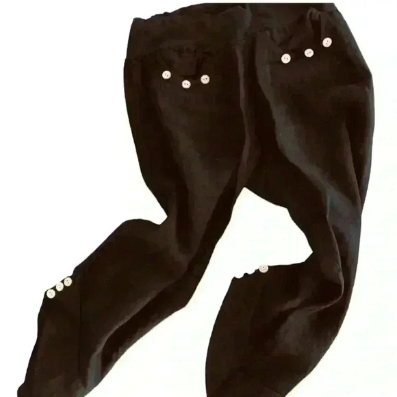 CAPRI WIDE LEG LINEN PANT BLACK Size M - Picture 1 of 5